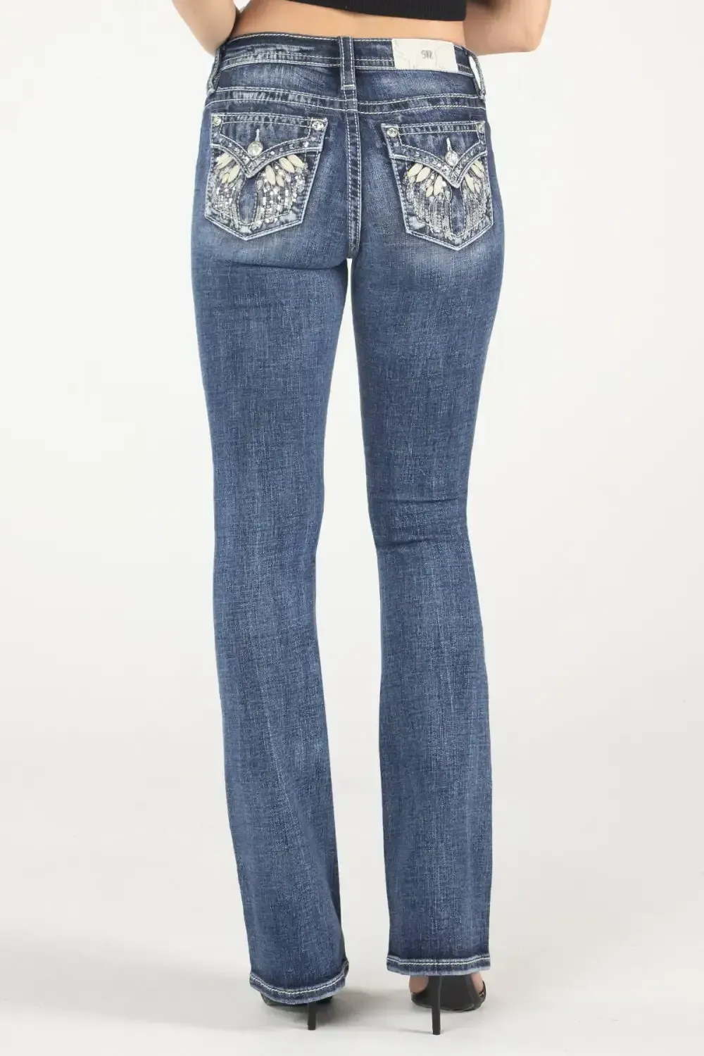 Simple Metallic Wings Bootcut Jeans