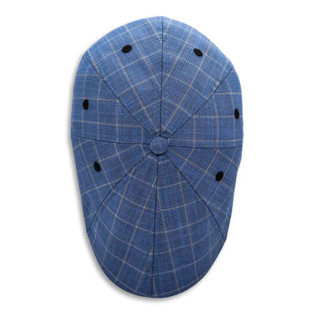 The 8-Panel Plaid Trainer Boston Scally Cap - Steel Blue Plaid