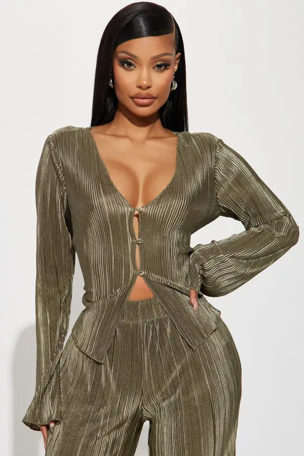 Tahlia Plisse Pant Set - Olive