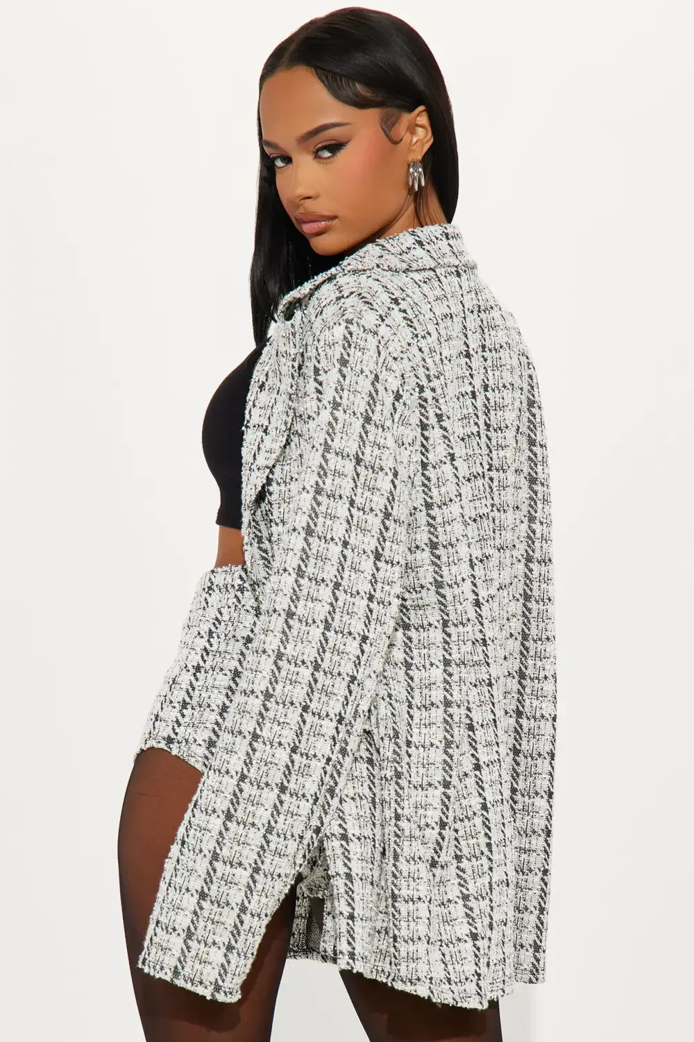 Signature Style Tweed Micro Short Set - White/combo