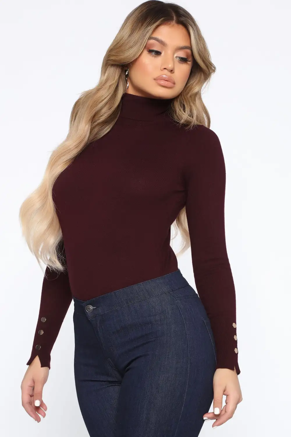 Meet Me Somewhere Turtle Neck Sweater - Wine