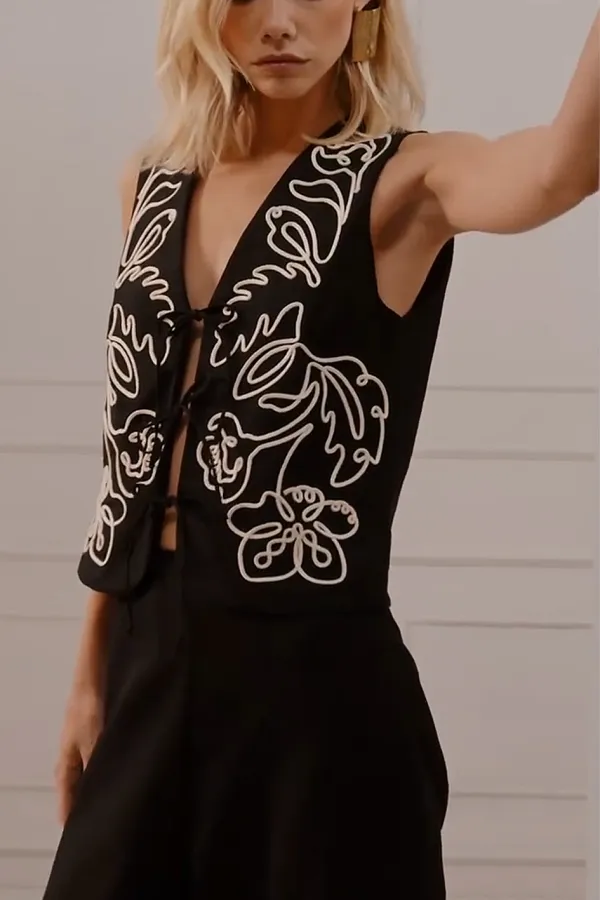 Women'S Patterned Vest And Pants 2-Piece Set