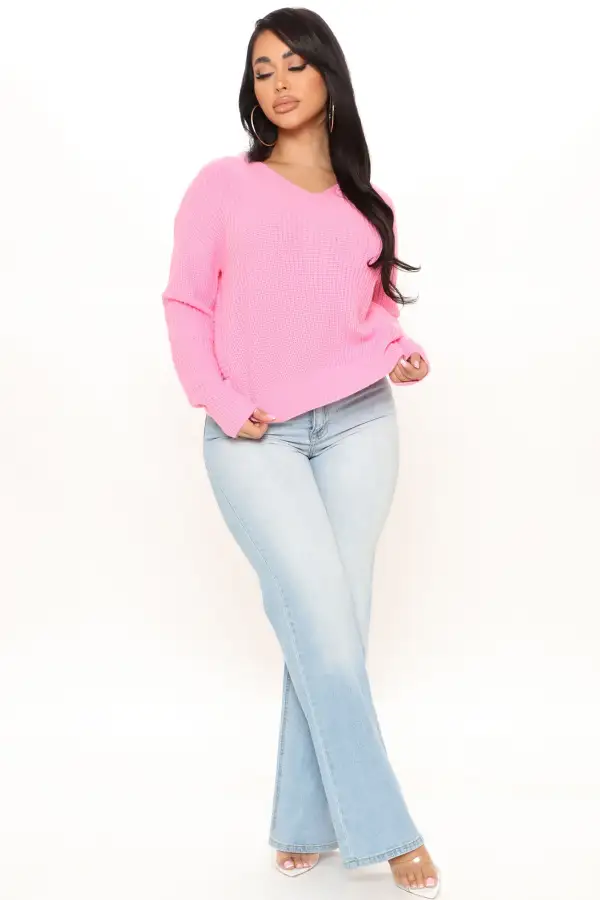 Falls Favorite Girl Sweater II - Bubblegum Pink