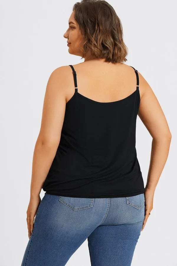 Black V-Neck Sleeveless Plus Size Cami Top