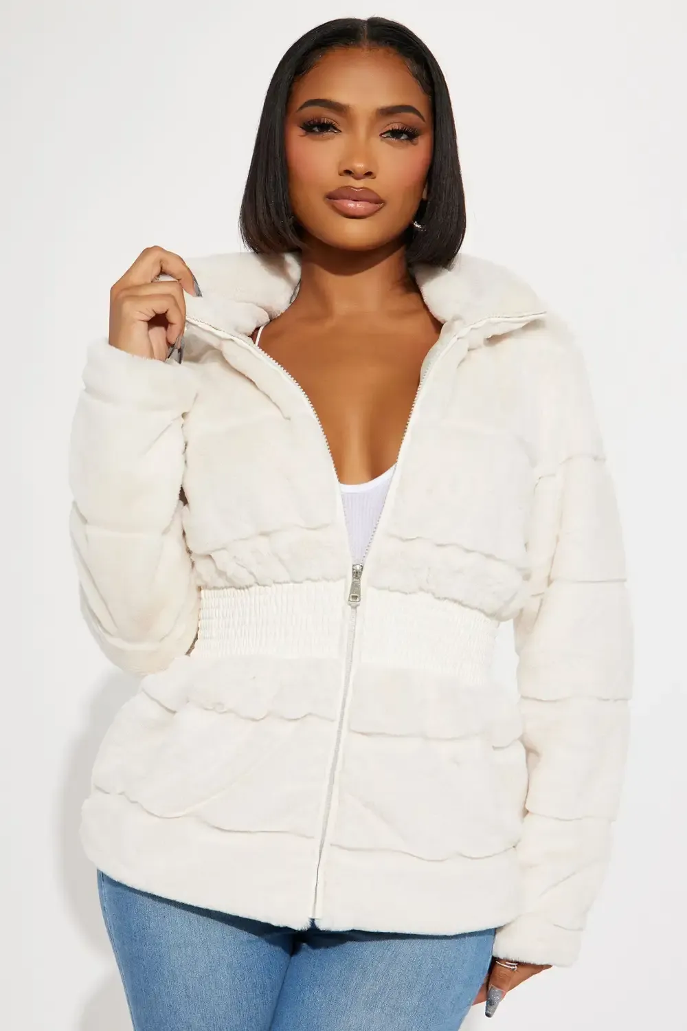Stay Pressed Faux Fur Jack - Ivory
