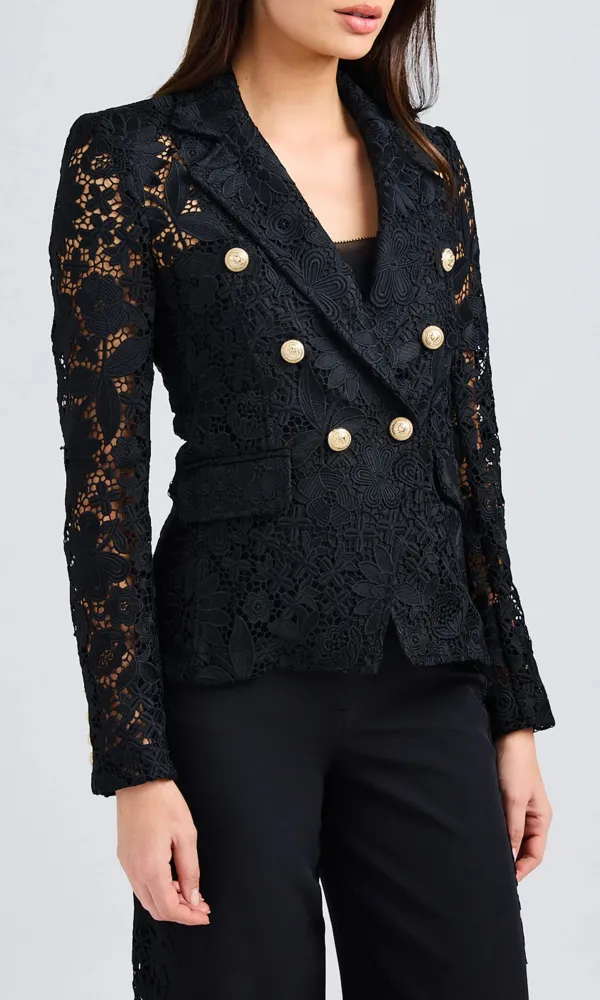 Betsy Buttoned Tweed Blazer