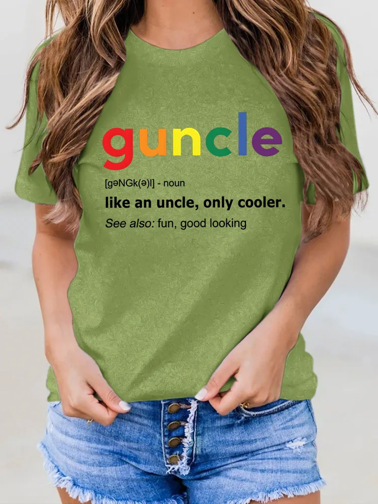 Women'S Guncle Round-Neck Short-Sleeved T-Shirt