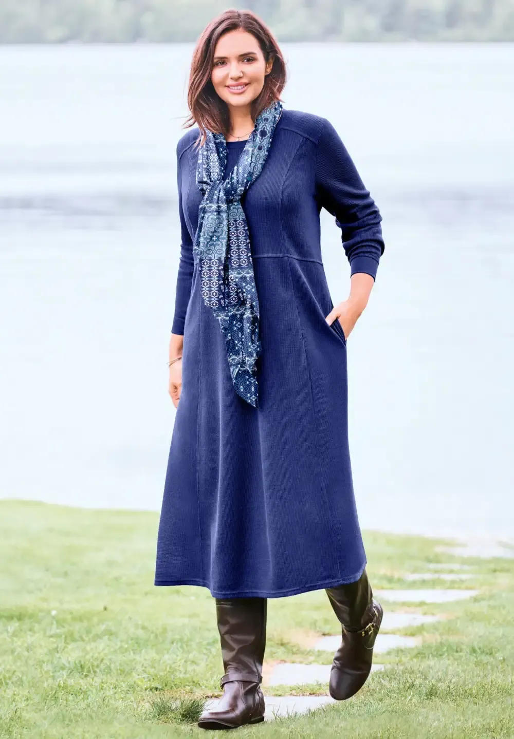 Thermal Knit A-Line Dress