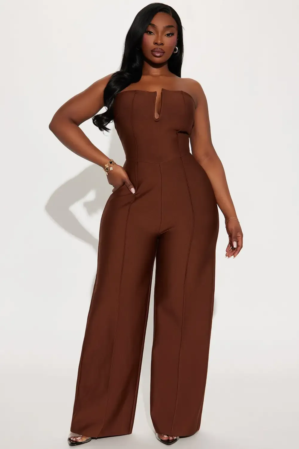 Someone To You Bandage Jumpsuit  - Chocolate