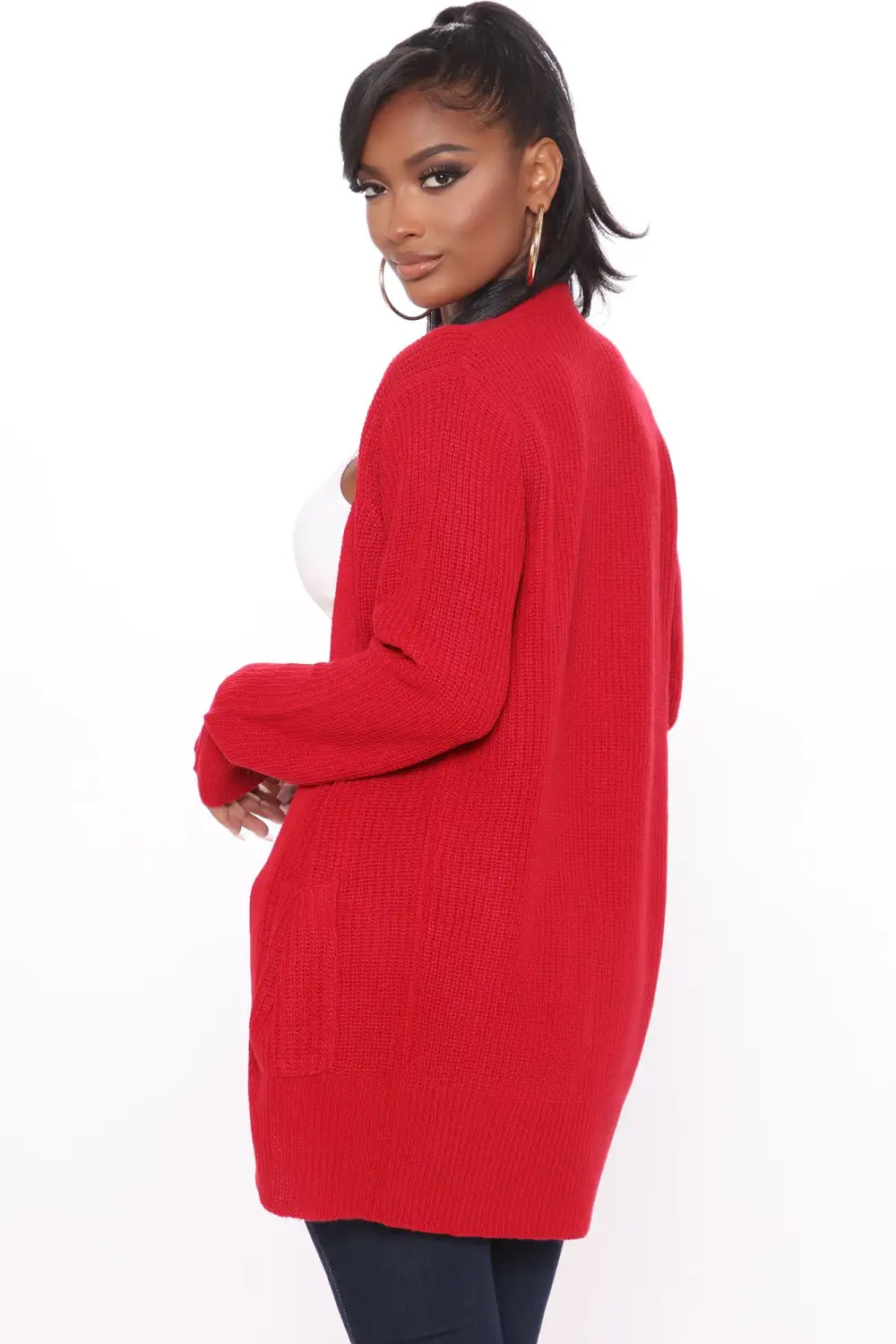 Zoe Two Pocket Cardigan - Deep Red