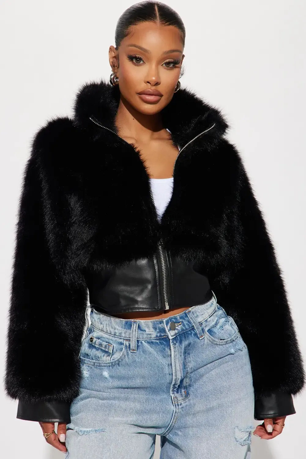 Cozy With You Faux Fur Jacket - Black