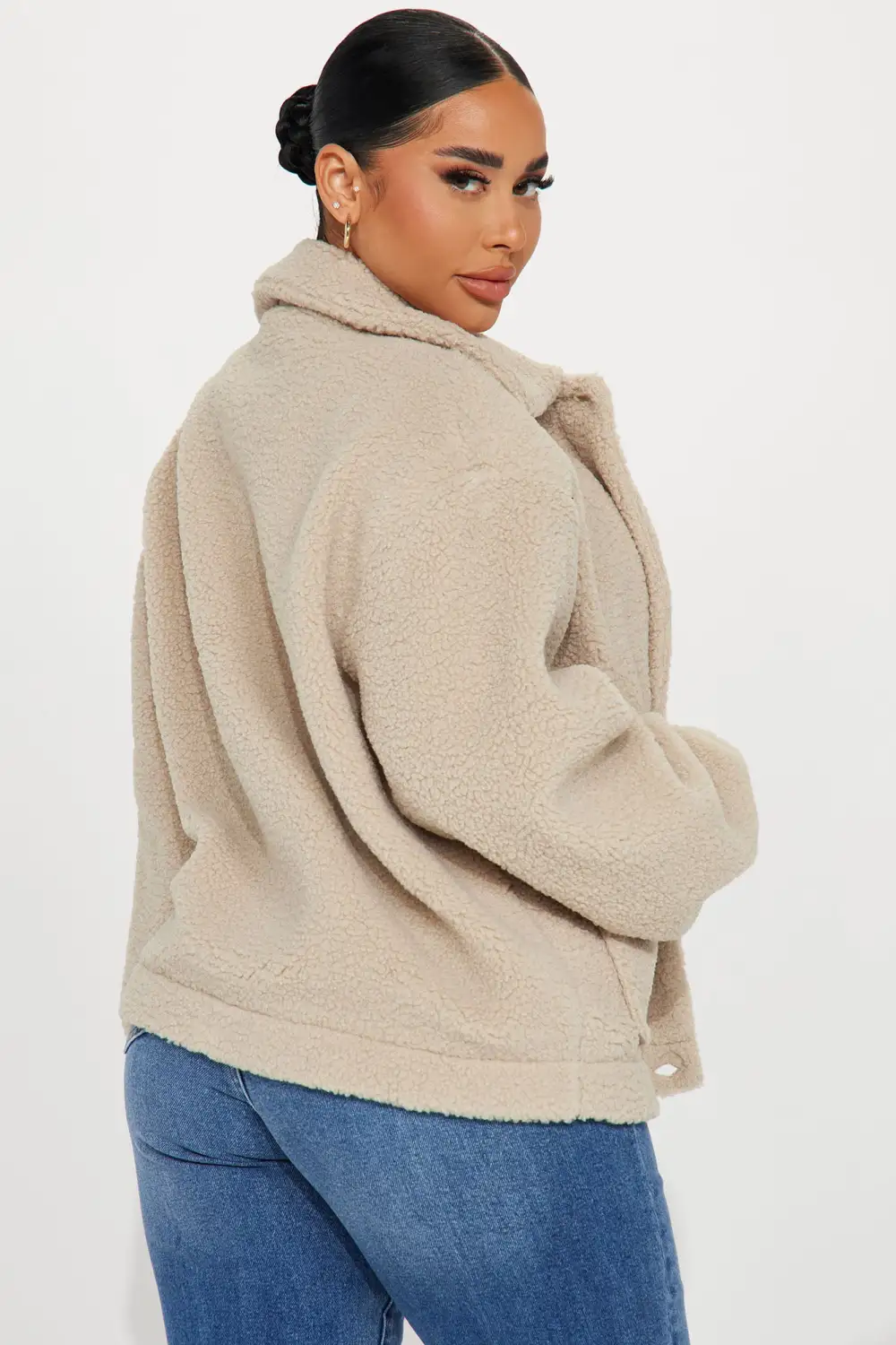 I Love Cuddles Sherpa Shacket - Taupe