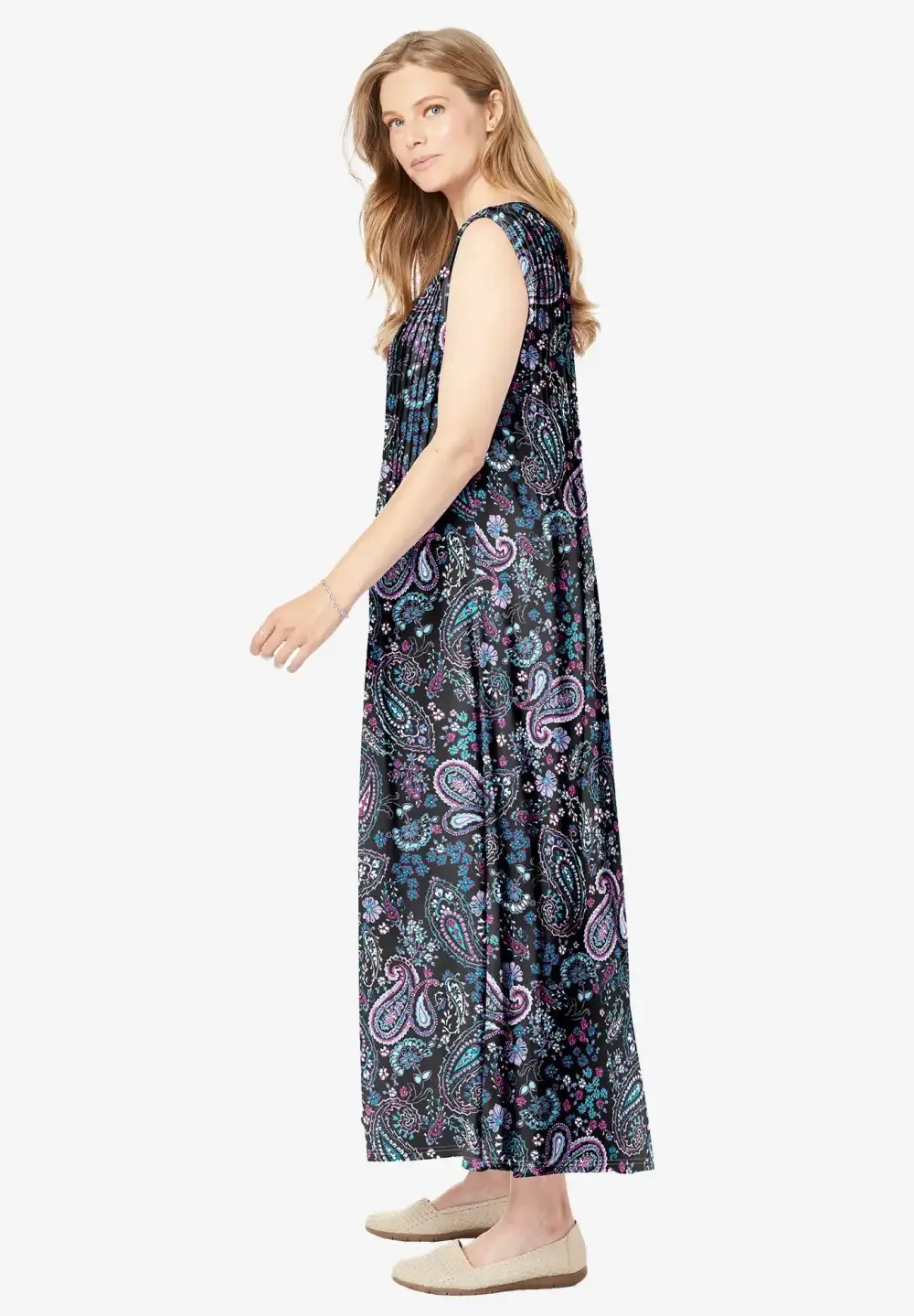 Pintucked Sleeveless Dress