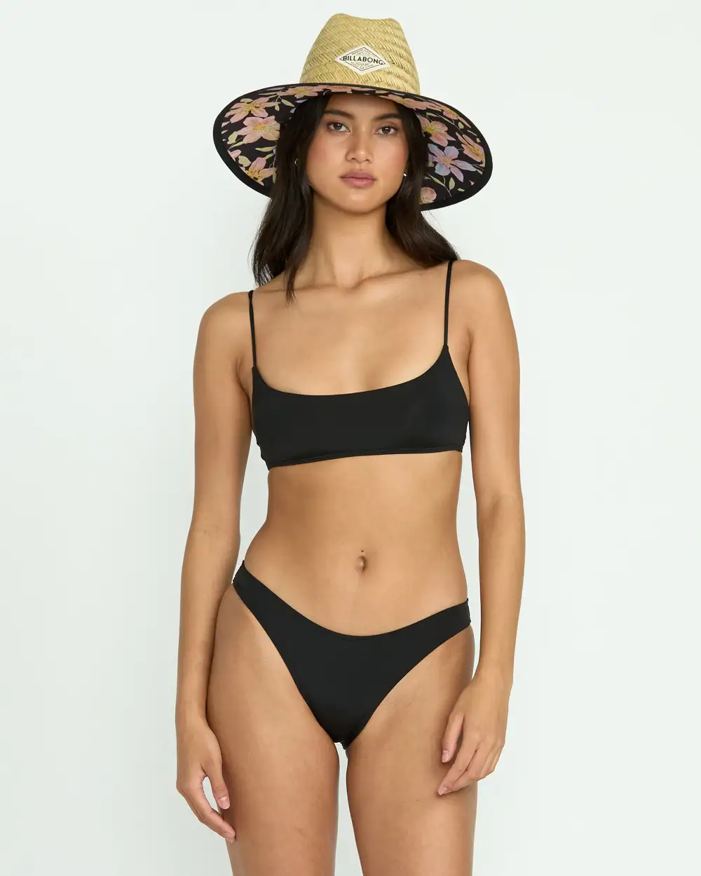 Sol Searcher Jaclyn Crop Bikini Top - Black Pebble