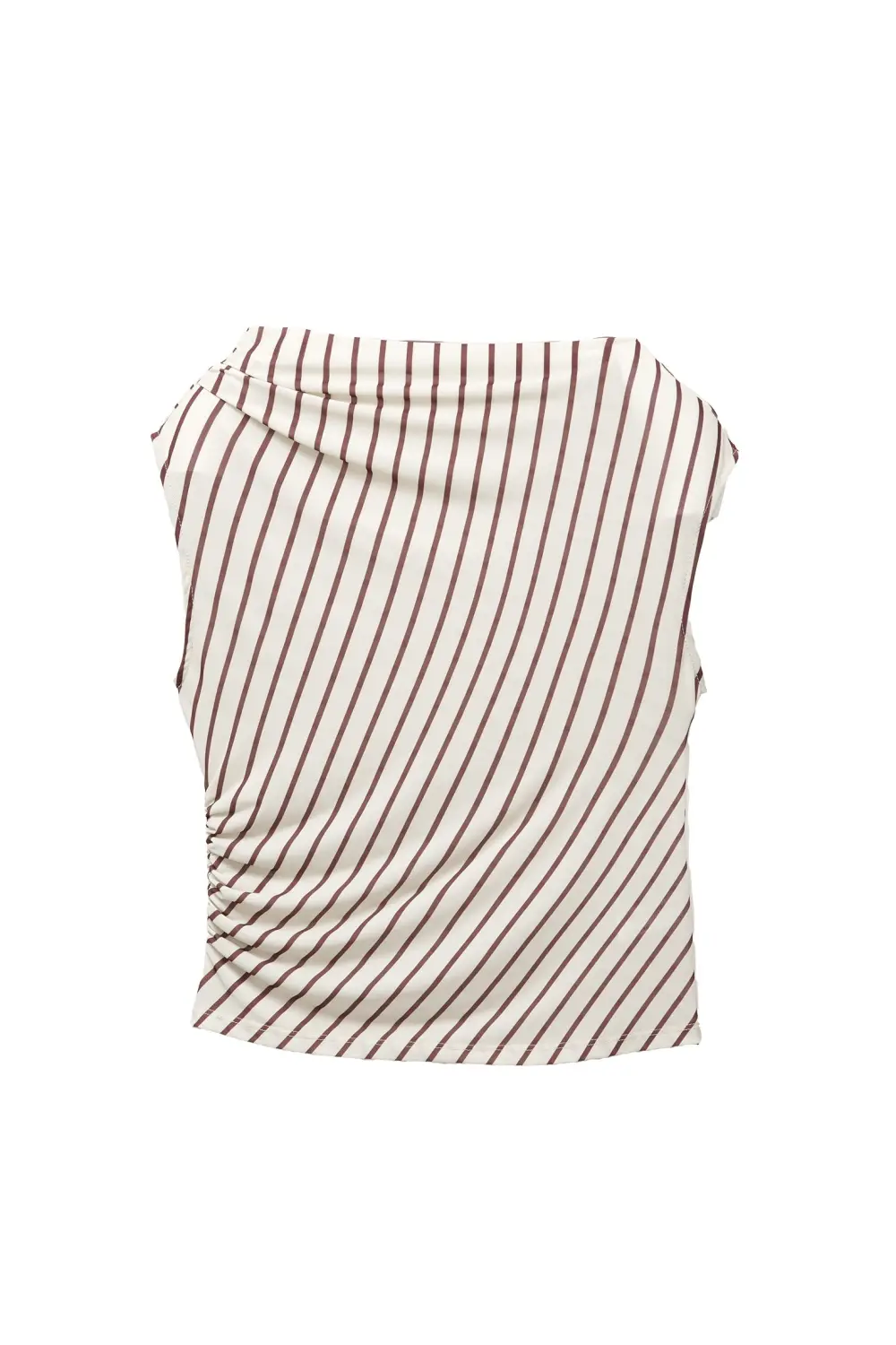 Striped top with pleats