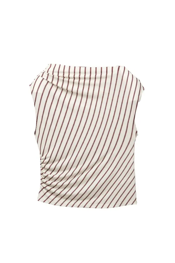 Striped top with pleats