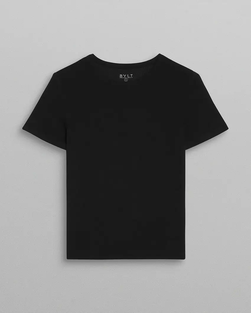 Modal Micro Rib Fitted Short Sleeve