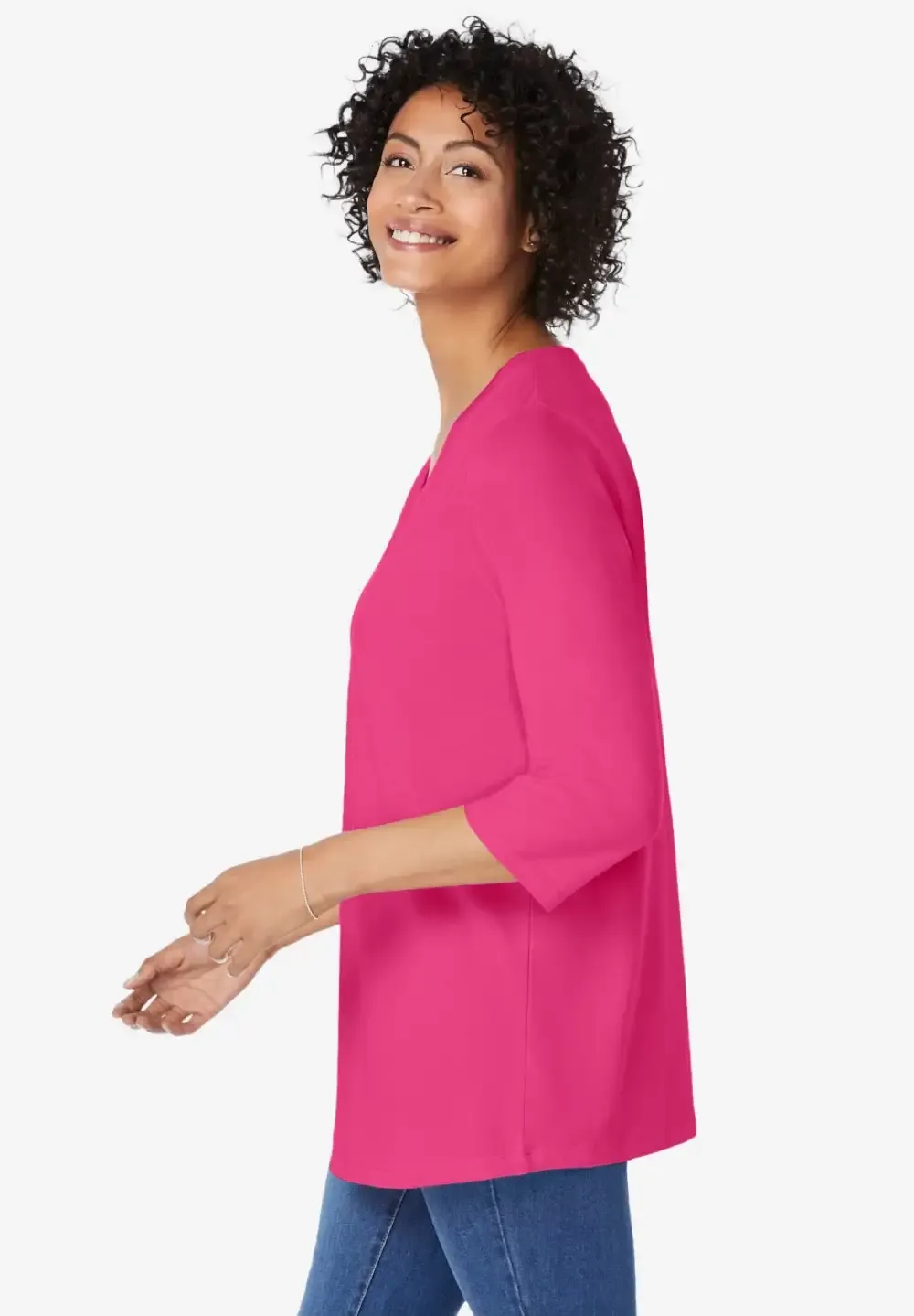 Perfect Three-Quarter Sleeve V-Neck Tunic