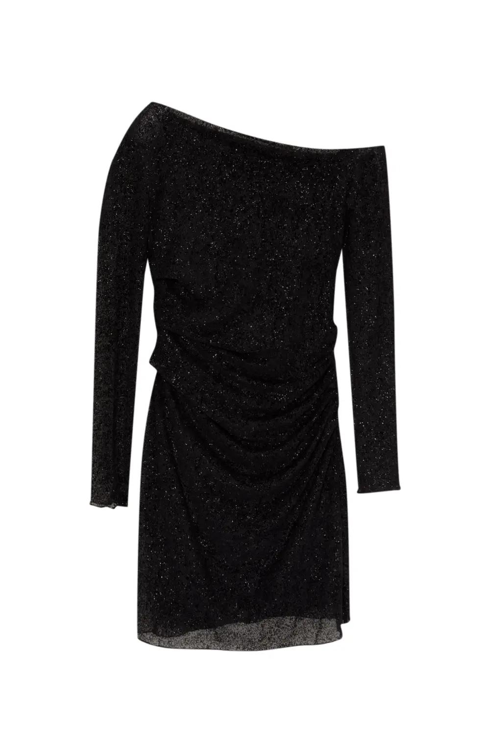 Vestido corto asimétrico brillo