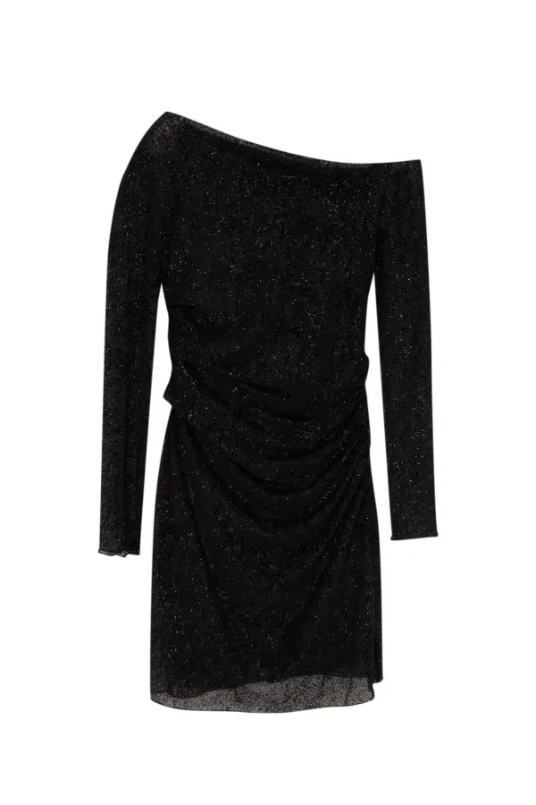 Vestido corto asimétrico brillo