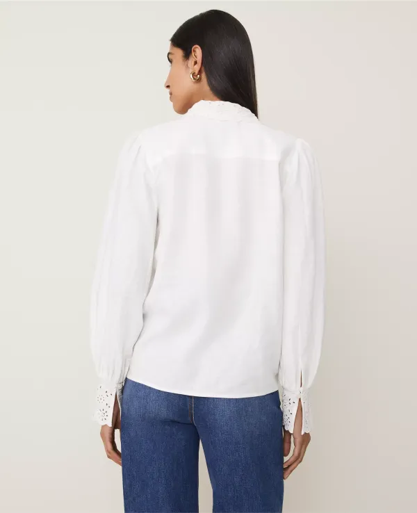 Embroidered Linen-Blend Pocket Shirt