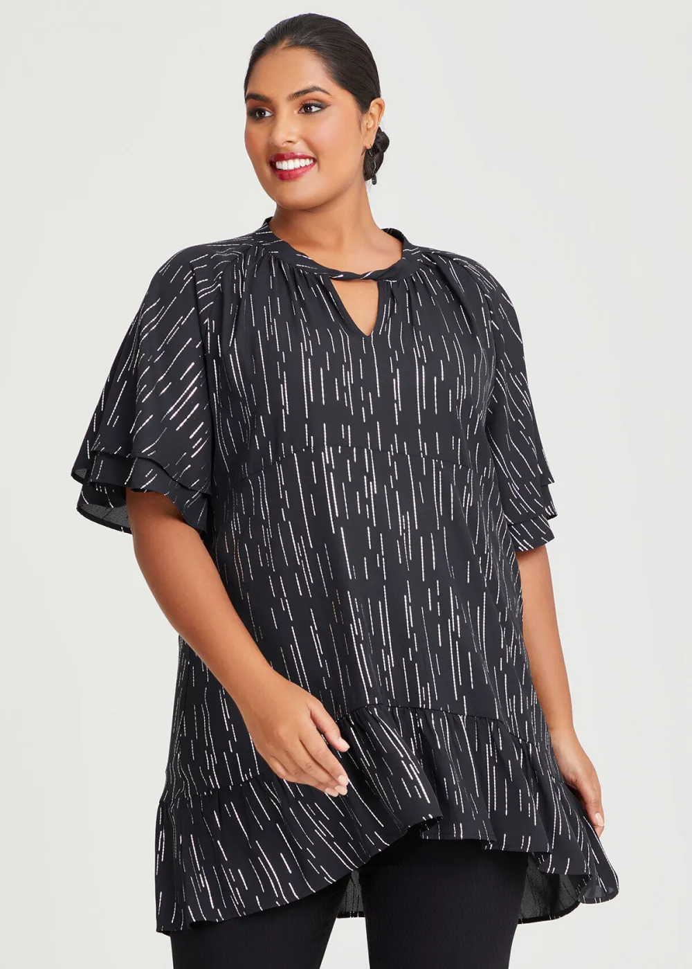 Starry Foil Chiffon Event Tunic