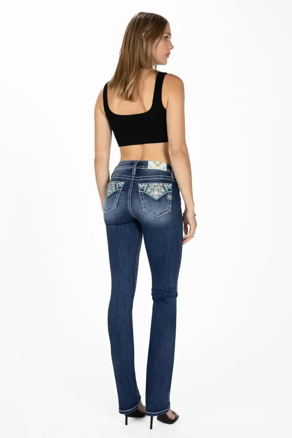 Turquoise Peacock Bootcut Jeans