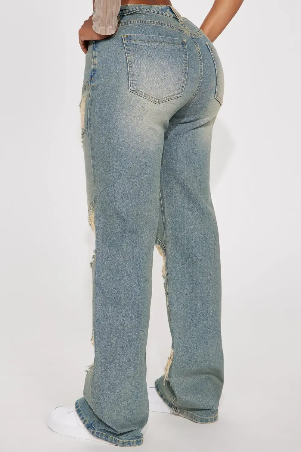 Of Significance Shredded Straight Leg Jeans - Vintage Wash