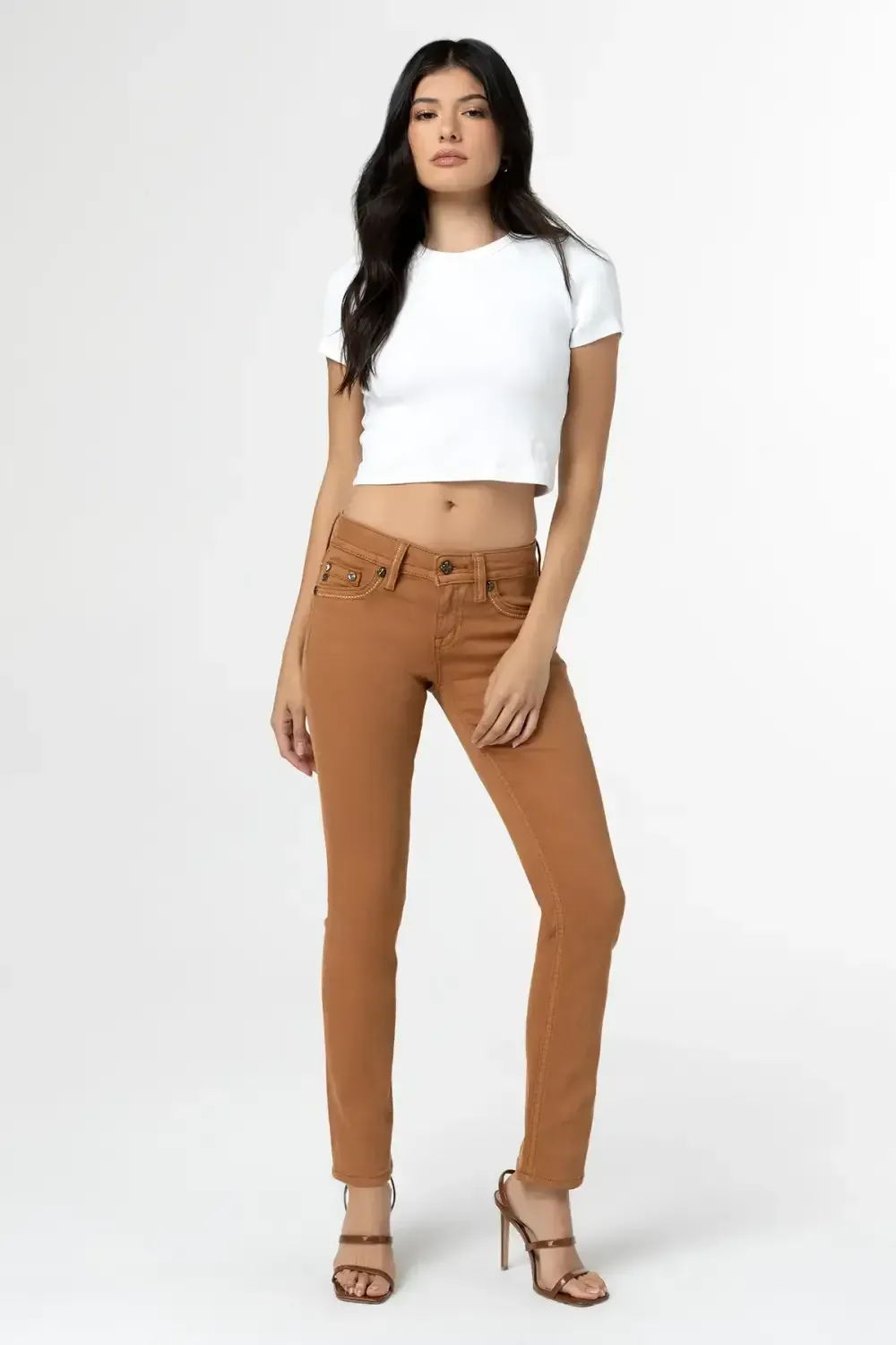 Camel Cross Stitch Straight Jeans