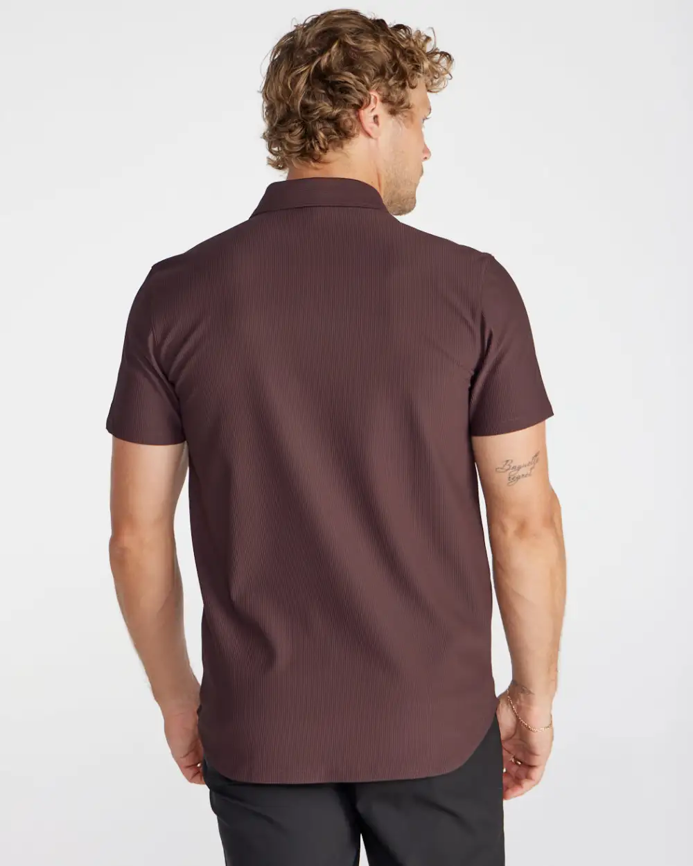 Ribbed+ Short Sleeve Button Down
