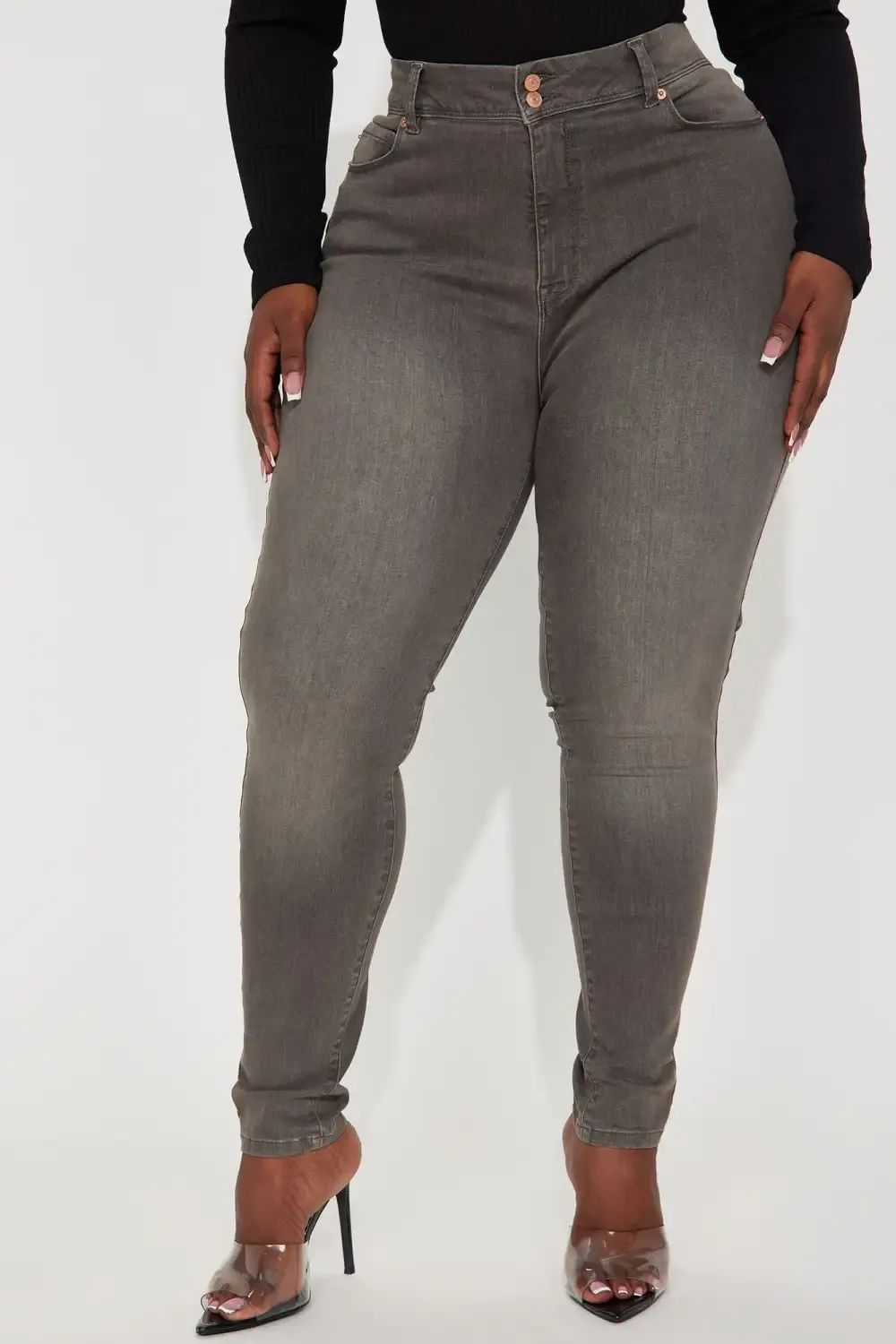 Double Take Booty Lifting Stretch Skinny Jeans - Grey