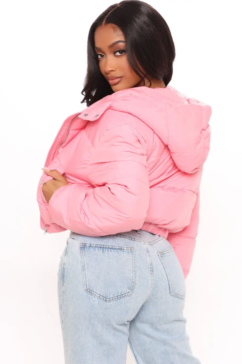 Can't Be Beat Cropped Puffer Jacket - Pink