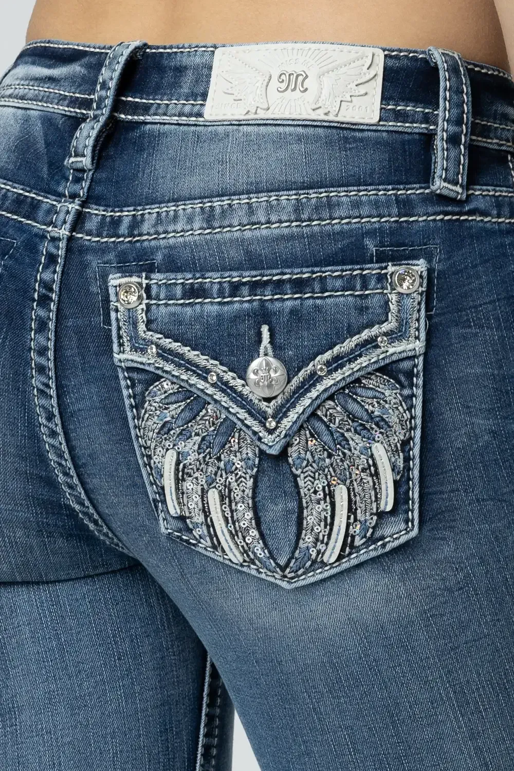 Silver Angel Down Wings Bootcut Jeans