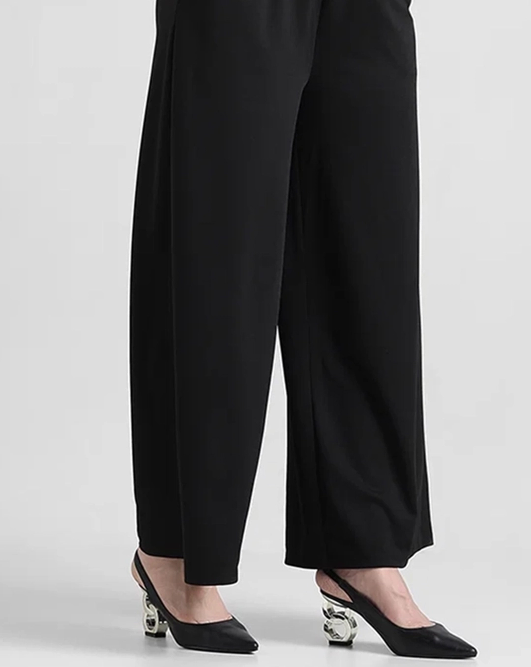 Black Spaghetti Strap Floral Embroidery Jumpsuit
