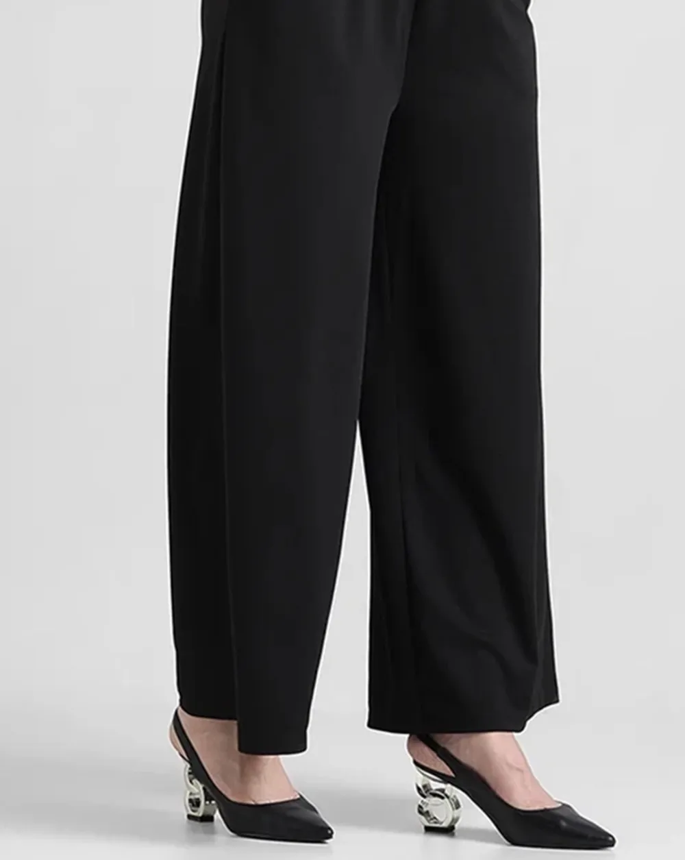 Black Spaghetti Strap Floral Embroidery Jumpsuit