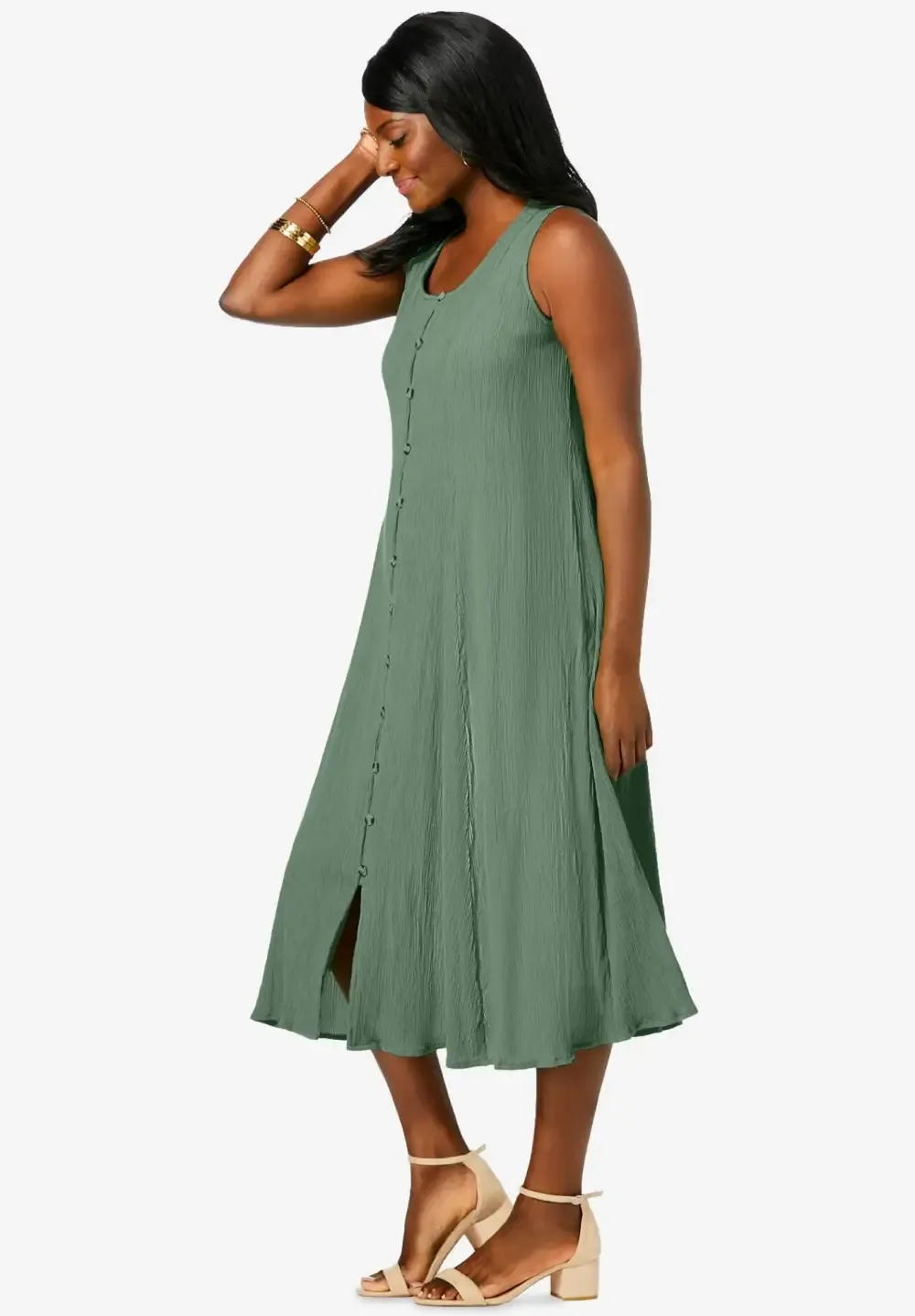 Button-Down Gauze Midi