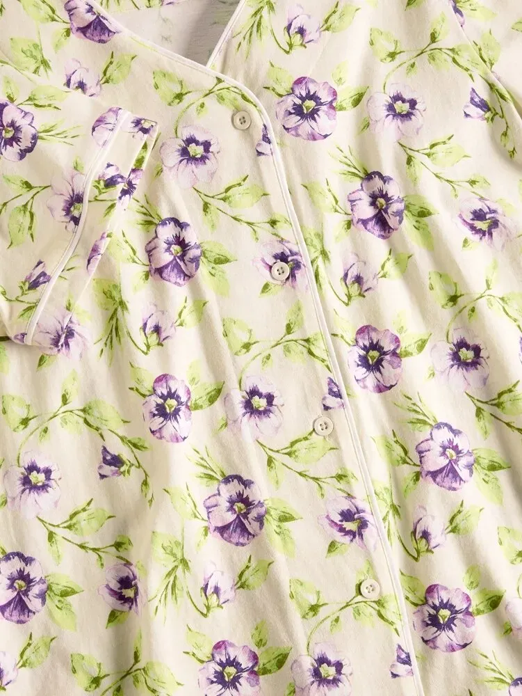 Women's Perfect Pansies Cotton Knit Pajama Set