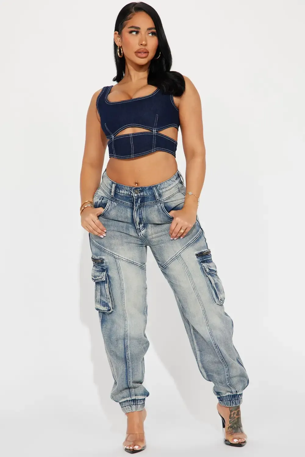 Superstitions Tinted Denim Joggers - Medium Wash