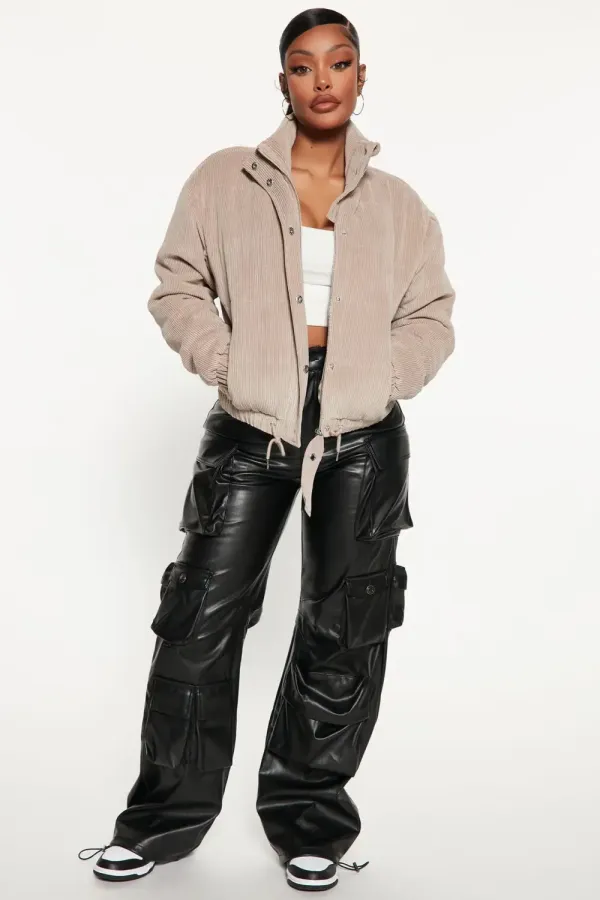Cover Your Tracks Puffer Jacket - Taupe