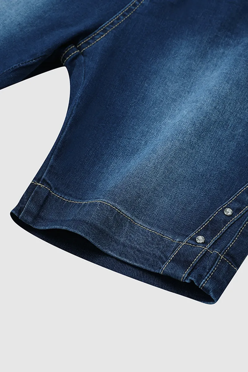 Double Button High Rise Skinny Denim Shorts