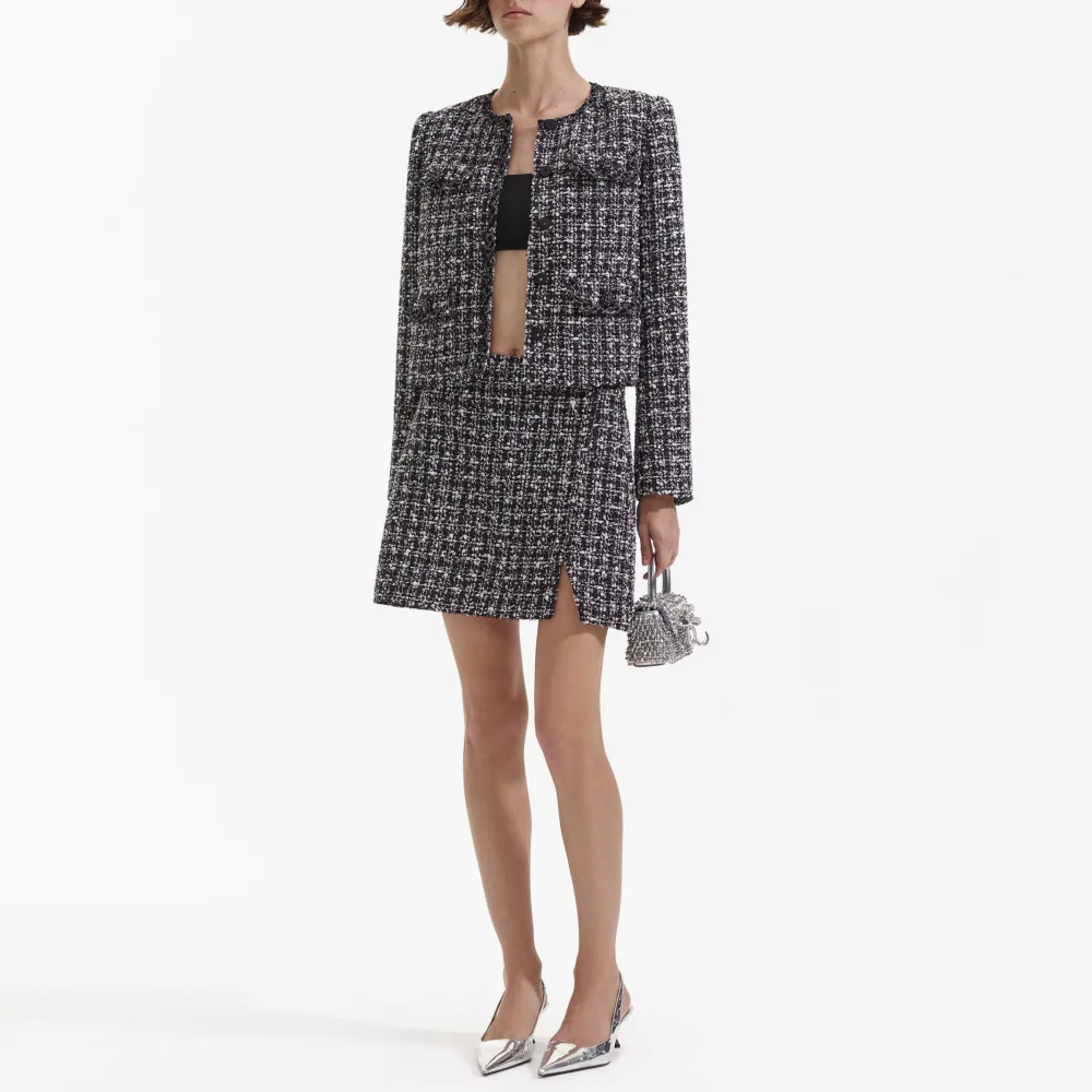 Black Check Boucle Jacket