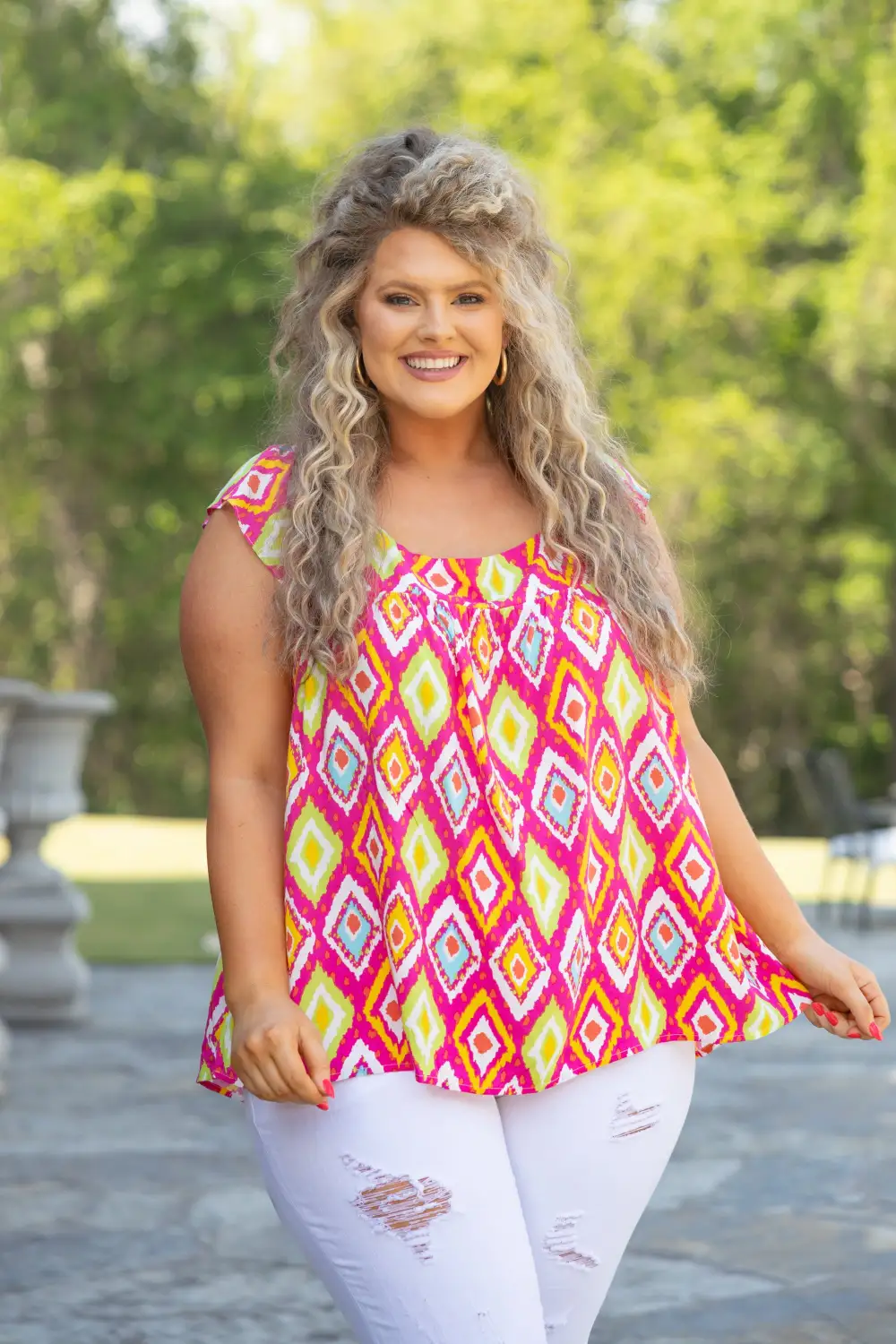 Visions In My Eyes Top, Hot Pink