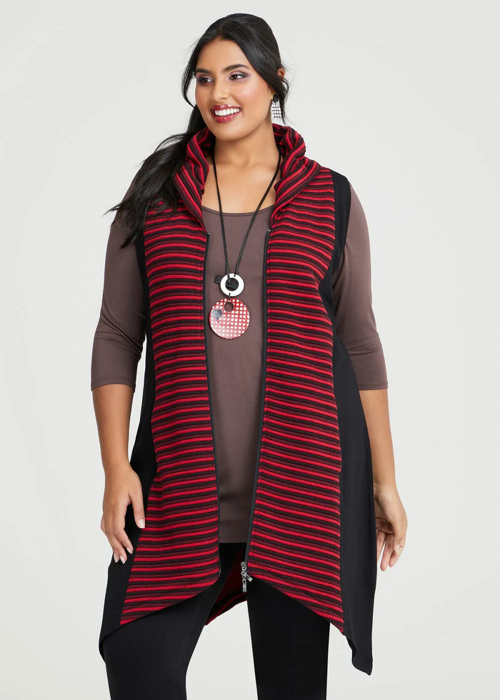 Zip Quilted Knit Spliced Vest