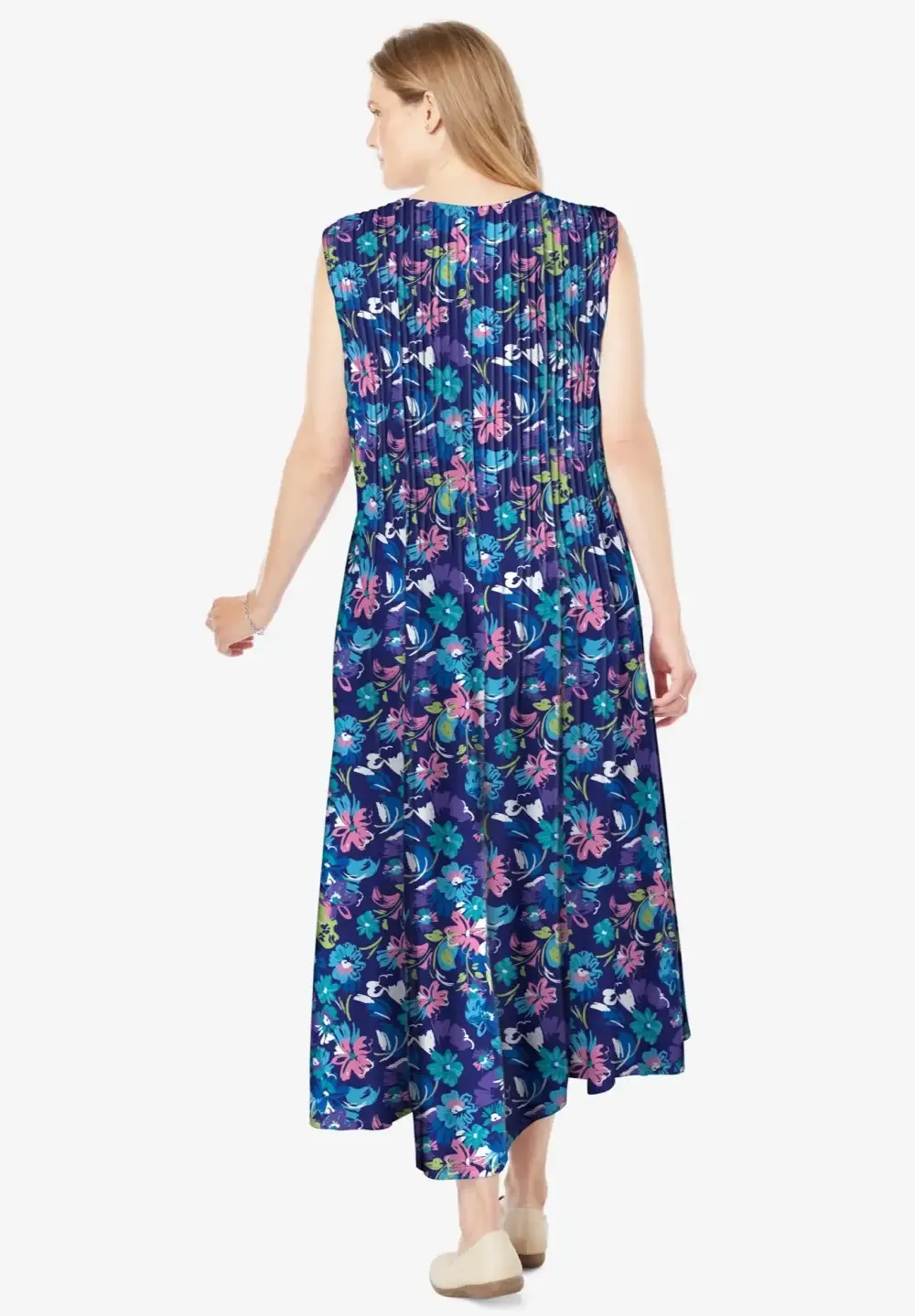Pintucked Sleeveless Dress