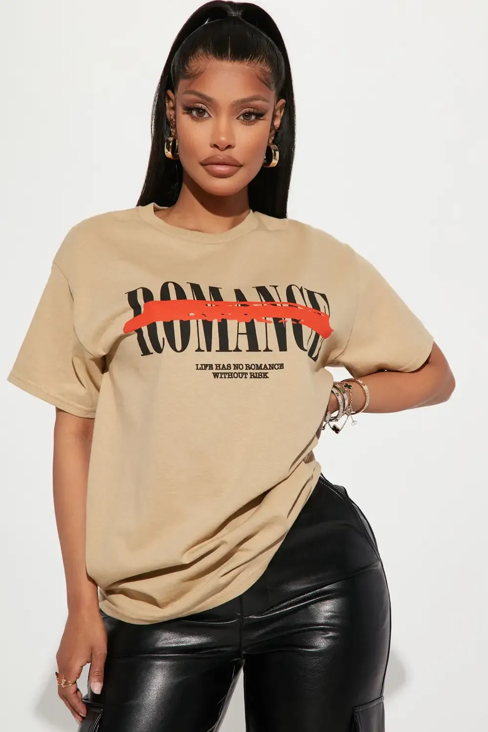 Romance Angel Short Sleeve Tee - Tan