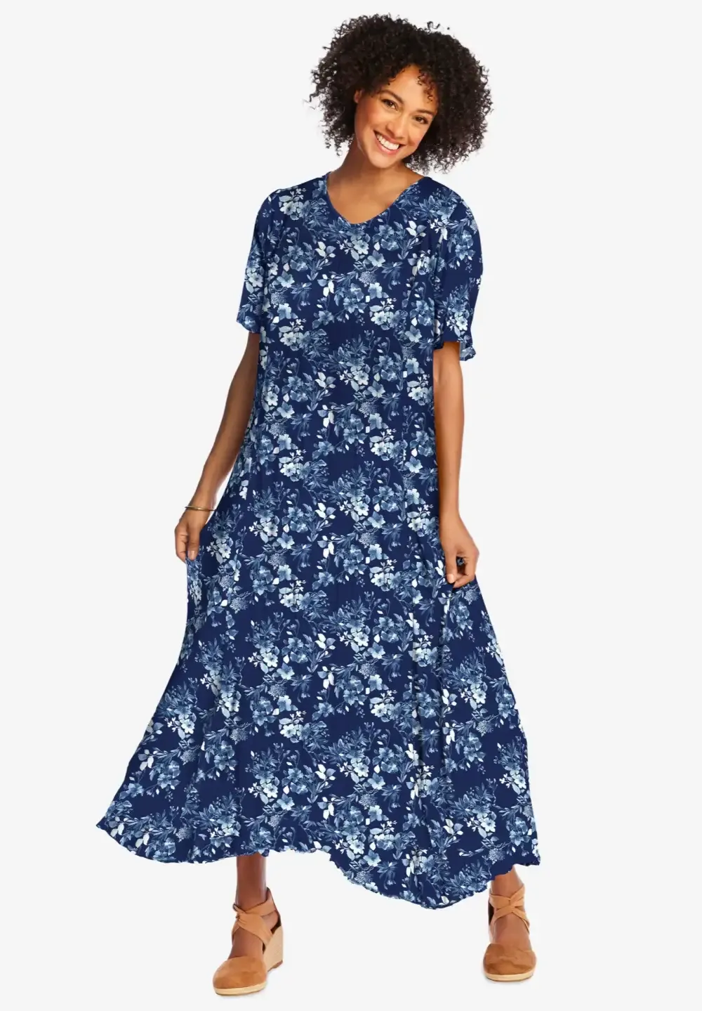 Short-Sleeve Crinkle Dress