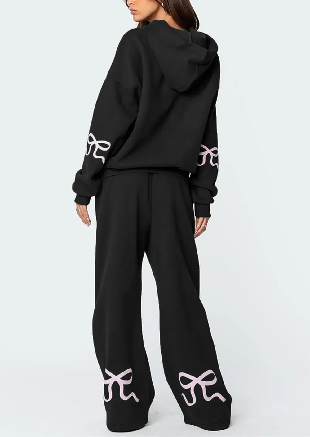 Hot Sale 90% OFF - Women's Bow Detail Hoodie Sweat Set