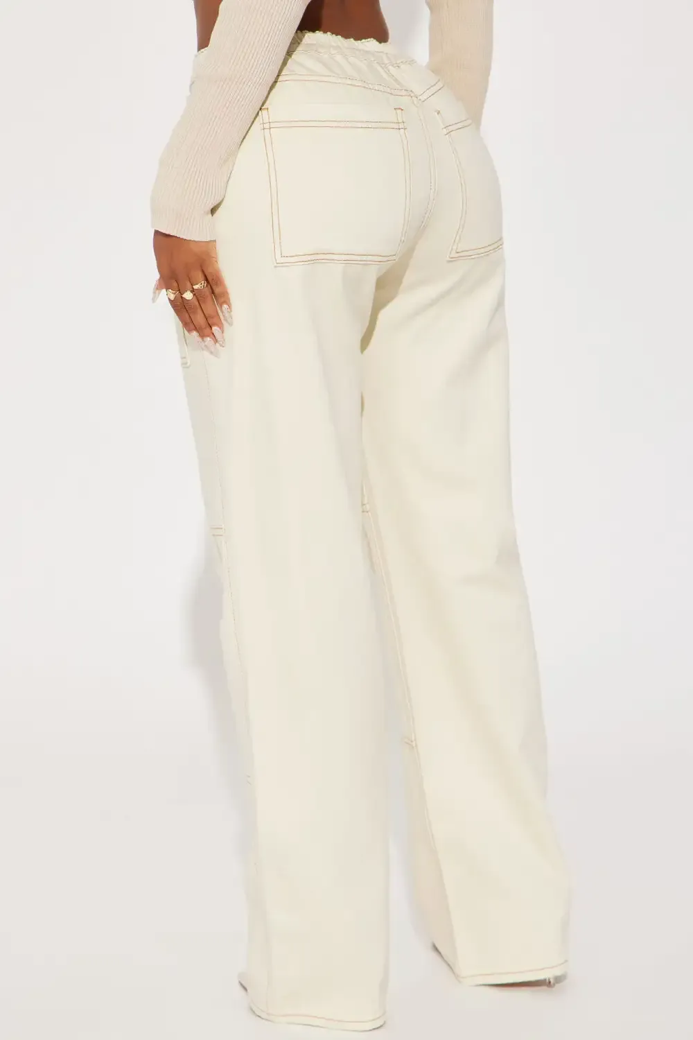 At First Glance Easy Waist Straight Leg Jeans - Ivory