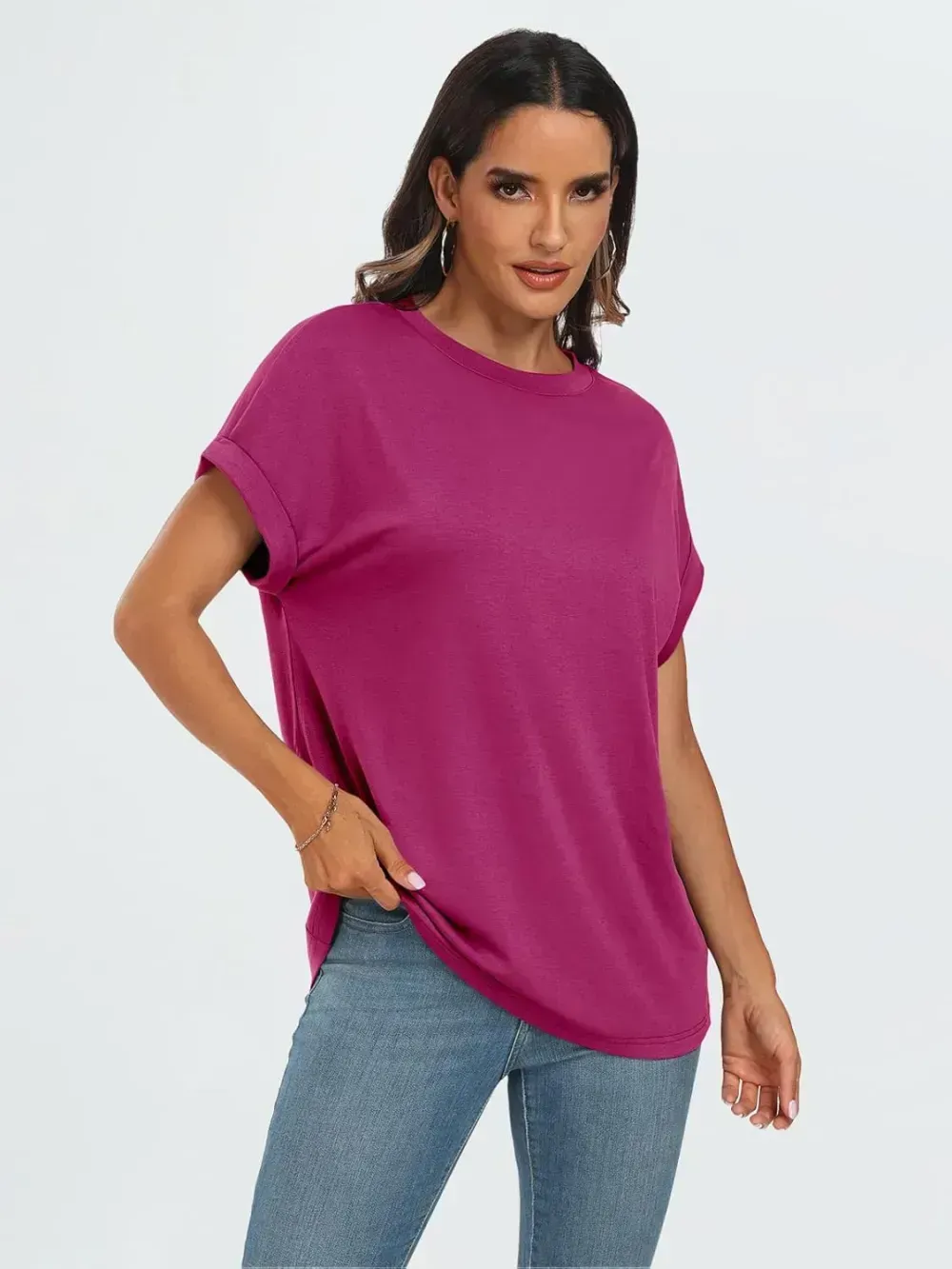 AUTOMET Women Tops Casual Basic T Shirts Loose Fit Crewneck Short Sleeve Summer Outfits