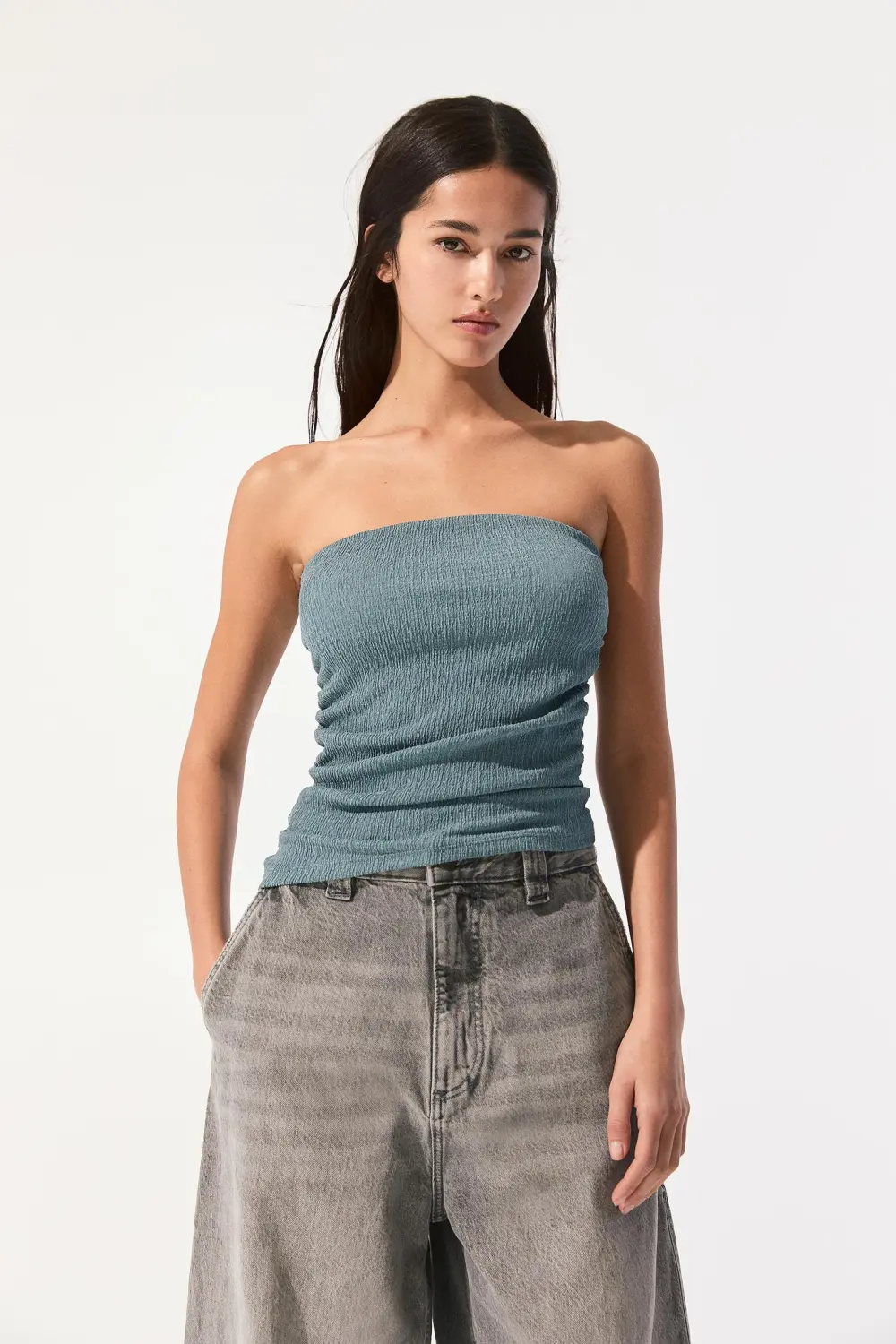 Asymmetric bandeau top